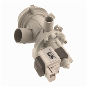 Original lænsepumpe med trevlesi til vaskemaskine fra Grundig, Cylinda, Asko, Gorenje, Hisense og andre mærker.