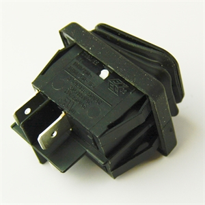 Sort støvtæt vippekontakt type IP65 - hul str. 22 x 30 mm.