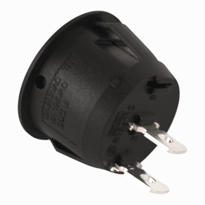 Rund vippekontakt - 1P - ON-OFF - Sort - Universal til hul: Ø 20,5 mm.