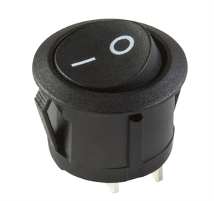 Vippekontakt - 1P - ON-OFF - Sort - Ø 20,5 mm.