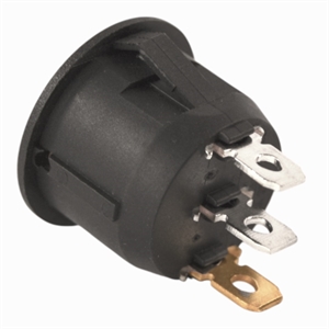 Rund vippekontakt - 1P - ON-OFF - Sort m. gult lys - Universal til hul: Ø 20,5 mm.