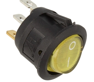 Vippekontakt m. gult lys - 1P - ON-OFF - Ø 20,5 mm.