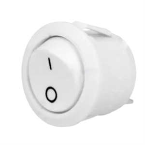 Vippekontakt, rund, hvid - 1P/ON-OFF - Ø 20,5 mm.
