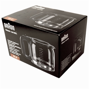 Braun glaskande med sort låg og greb/håndtag - 12 kops. 