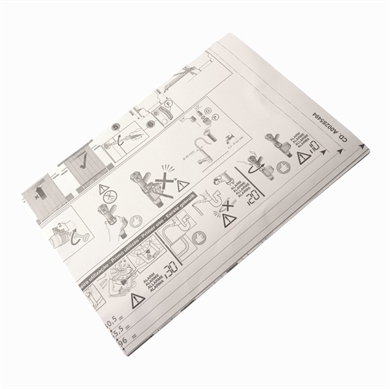 Skabelon til montage af lågefront på opvaskemaskine.