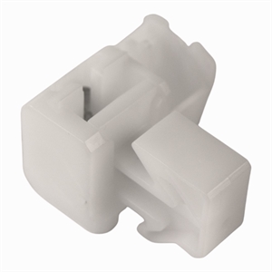 Plastclips for fastgøring af køkkenlåge på integreret Miele opvaskemaskine.