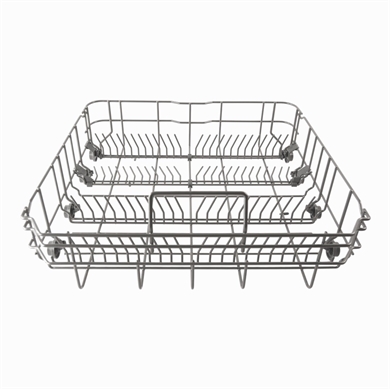 Maskinkurv nederst i opvasker fra Midea, Logik og flere andre mærker.