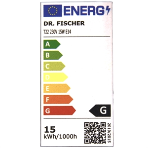 Energimærke - Pære til Ovn - E14 / 15W / 230V / 300 Grader C. - Universal