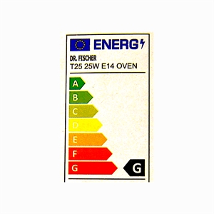 Energimærke - Pære til ovn - E14 / 25W / 240V / 300Gr.C. - Universal