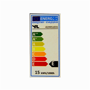 Energimærke - Ovnpære med E27 fatning - 15W - 300 grader