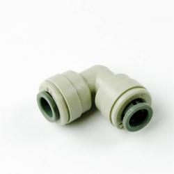 Vinkel samleled - 1/4" til 1/4" - 6,4 mm. fitting til Pex vandtilslutning.