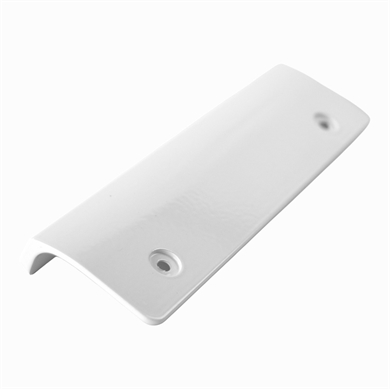 Hvidt metal dørgreb til køleskab og fryser fra Liebherr og andre  mærker.