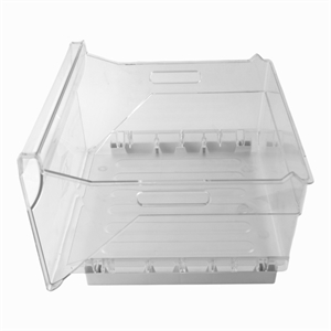 Transparent skuffe øverst eller midt i fryseskab fra Whirlpool, Bauknecht og andre mærker.