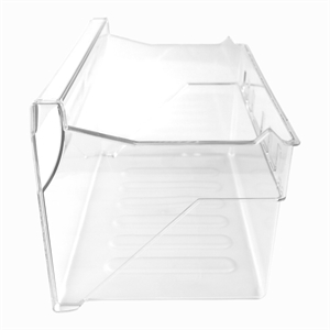 Transparent nederste skuffe i fryseskab fra Whirlpool, Bauknecht og andre mærker.