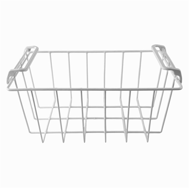 Hvid trådkurv til Vestfrost kummefryser - med to vippehåndtag.